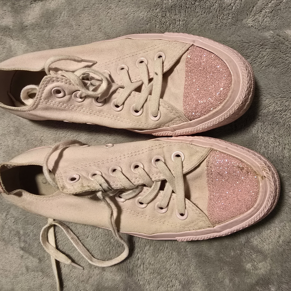 Pink Glitter Toe Canvas Sneakers